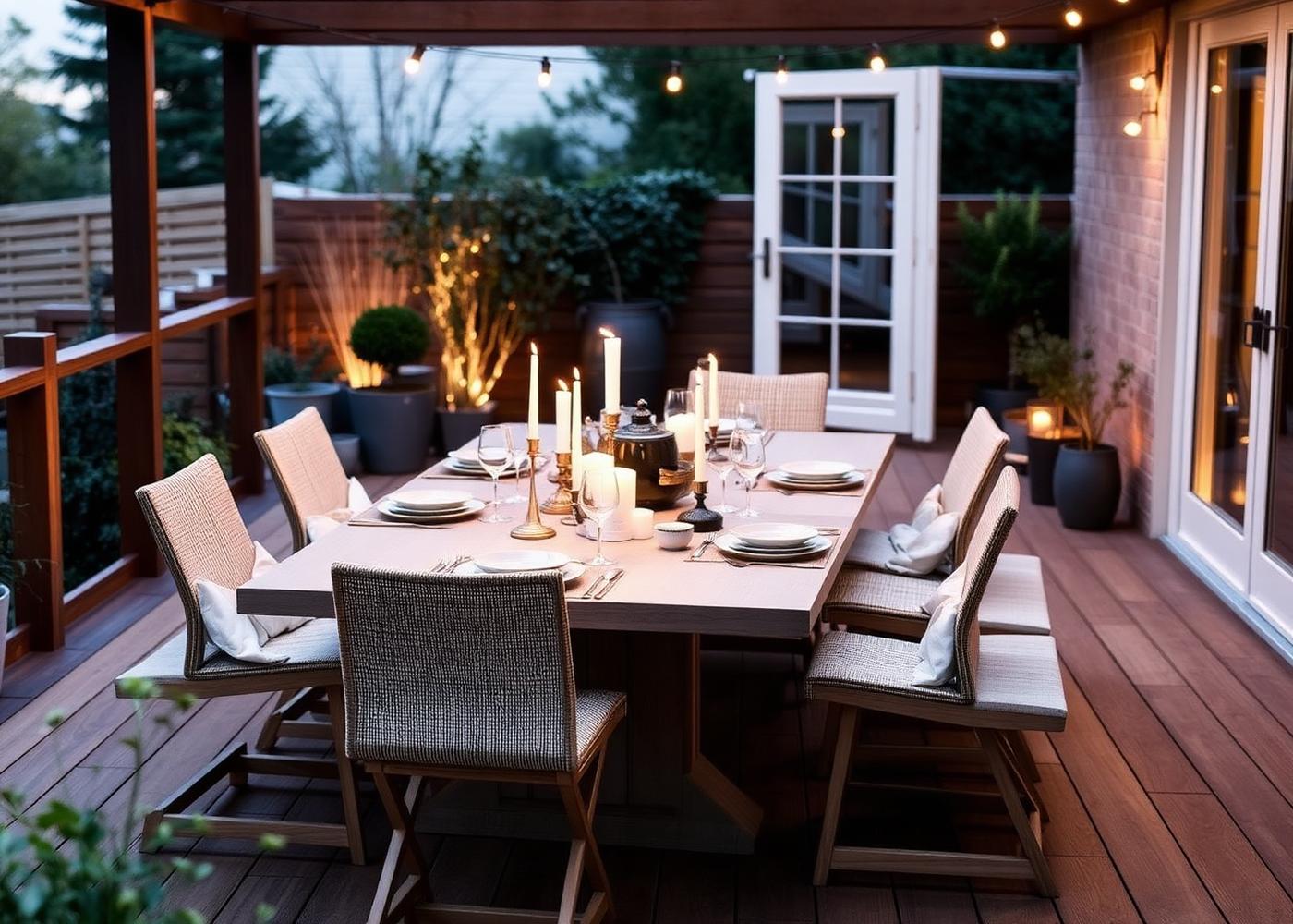 Family outdoor dining space on a composite terrace