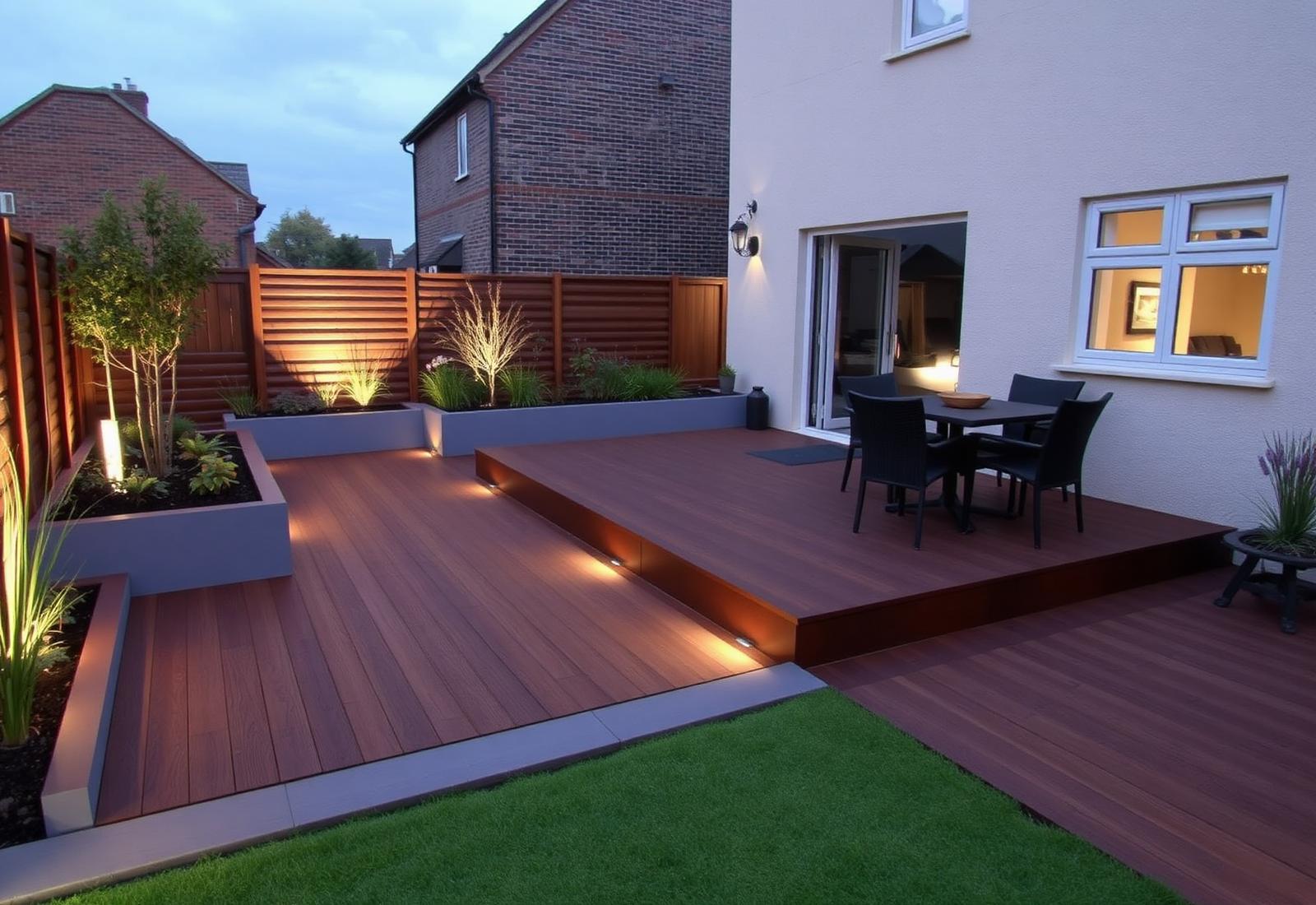 Completed contemporary composite terrace in Harrogate