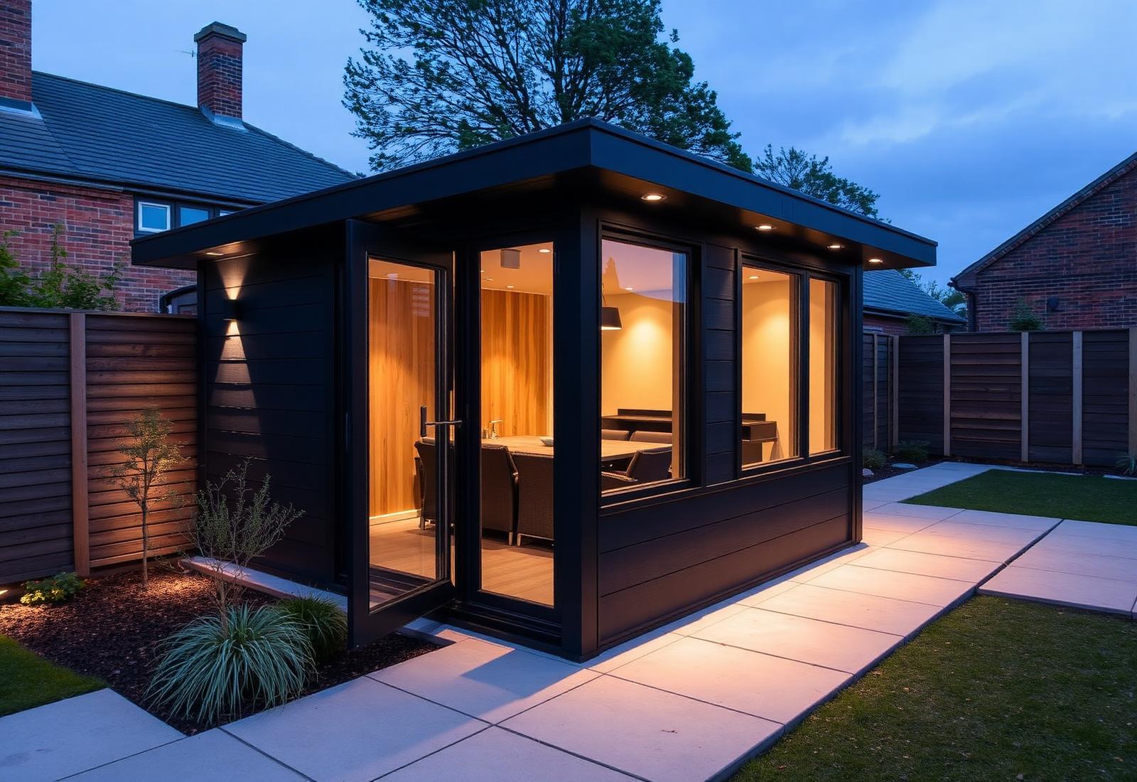 A charcoal-clad garden room in Wakefield — completed cladding project in Wakefield
